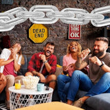 24pcs Giant Silver Chain Balloons 16" for 80s/90s & Hip Hop Parties