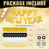 2026 New Year’s Eve Party Supplies Gold Black Balloons Banner Foil Curtains