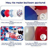 142PCS Red White Blue Balloon Garland Kit