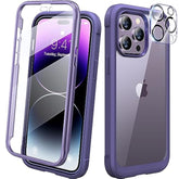 Designed For 14 Pro Case 6.1’’, Full Body Rugged Protective Case+ Camera Lens Protector W/Built-In Touch Sensitive Anti-Scratch Screen Protector, Bumper (Royal Purple)