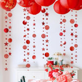 Twinkle Star Garland Glitter Red Party Decorations Star Banner Ceiling Hanging Streamer Backdrop For Birthday Valentine’S Day Christmas Lunar New Year Weddings Romantic Theme Party Supplies