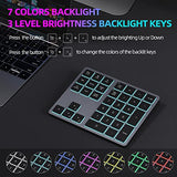 Bluetooth & 2.4G Usb Wireless Numeric Keypad For Laptops, Pc Computers Macbooks & Tablets, Dual Mode Number Pad 34 Keys With 7-Color Backlit For Windows, Macos & Ios, Gray