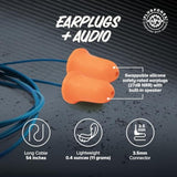 Basic Earplug Headphones Earplug-Earbud Hybrid 27 Db Noise Reduction Rating Osha Compliant Hearing Protection Earphones Noise Reducing Work Headphones Orange Foam Bell Earplugs