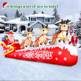 12Ft Christmas Inflatable Santa Claus On Sleigh With 3 Reindeers Outdoor Decorations, Giant Christmas Blow Up Yard Decor