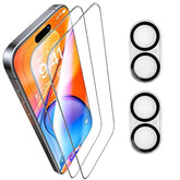 2 Pack Full 9H+ Military Grade Glass Screen Protector For Iphone 16 + 2 Pack Camera Lens Protector With Easy Installation Frame Case Friendly Shatterproof Tempered Glass 9H+ Hardness Hd Clear Anti-Scratch Glass Full Edge Coverage (6.1) Iphone 16