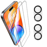 2 Pack Full 9H+ Military Grade Glass Screen Protector For Iphone 16 + 2 Pack Camera Lens Protector With Easy Installation Frame Case Friendly Shatterproof Tempered Glass 9H+ Hardness Hd Clear Anti-Scratch Glass Full Edge Coverage (6.1) Iphone 16
