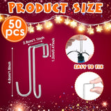 The 50 Pcs Christmas Gutter Light Clips Outdoor Metal Hanging Gutter Hooks Weatherproof Christmas String Light Hangers For Holiday Halloween Xmas Decoration