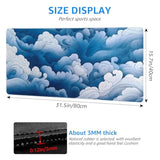 Large Desk Mat With Ocean Wave Design, Extended Gaming Mouse Pad, 31.5 X 15.7 Inches, Blue And White