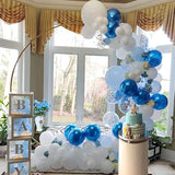 60pcs Blue & White Metallic Chrome Balloons β 12" Pearl Party Balloons for Weddings and Showers