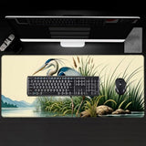 Blue Heron Large Gaming Desk Mat,Rubber Non-Slip Bird Nature Mouse Pad,31.5X11.8X0.12In Extended Detailed Wildlife Rustic Classic Mousepad,Game Lover Mice Pads Gifts,Office Home Deskmat Decor