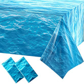 2PCS Ocean Waves Tablecloths (54"x108") for Beach & Pool Party Decor