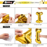 Gold Happy Birthday Balloon Banner with Star Balloons