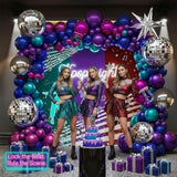 Metallic Balloon Garland Kit 135Pcs Disco Party Decorations With Chrome Blue Red Purple Silver Disco Ball Balloons For 80S 90S Themed Birthday Graduation 2025 Grad Party Eve Decorations