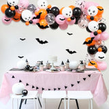 100Pcs Girls Halloween Balloon Arch Kit - Pink, Black, Orange with Skull & Bat Stickers