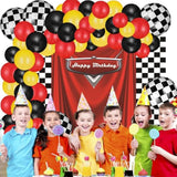 128-Pc Race Car Balloon Arch & Backdrop Set for Kids’ Birthday Décor
