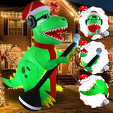 6.5Ft Christmas Inflatable Dinosaur Singing Outdoor Patio Decoration, Giant Dinosaur With Built-In Bright Led Lights For