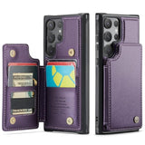 For Samsung Galaxy S24 Ultra Wallet Case With Card Holder, Rfid Blocking Credit Slots Kickstand Shockproof Phone Cover For Women Men, Purple