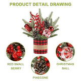 Small Winter Buffalo Check Plaid Christmas Tree, Artificial Mini Tabletop Christmas Tree Decorations With Xmas Ornaments, For Home Party Thankgivings Decor, Red/Black-Indoor