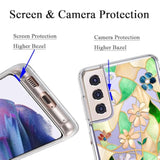 Case Compatible With Galaxy S21 Case Clear With Design Soft Tpu Shock Absorption Slim Embossed Pattern Protective Back Cover (Stained Glass Flower)
