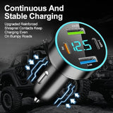 4-In-1 Fast Car Charger, Pd/Qc3.0/Type-C Fast Charging, Universal Phone Cigarette Lighter Usb With Blue Led & Voltmeter For Truck Suv (Qc3.0+Type-C+Pd+2.4A)