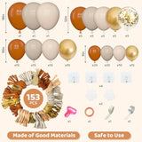 153pcs Burnt Orange Balloon Garland Kit β White, Gold & Confetti Fall Decor