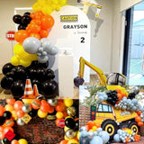 Construction Birthday Party Decorations - Construction Balloon Arch Kit,12 Wall Decor Sign,Yellow Caution Tape,4 Mini Construction Vehicle,Tattoos,Banner,Tablecloth,Cake Topper,For Kids Birthday Party
