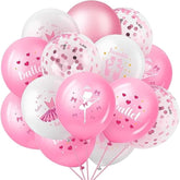 48pcs Pink Ballerina Balloons – 12" Confetti & Latex Set for Ballet Birthday and Party Decor