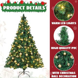 41 Pcs 7 Ft Artificial Christmas Tree With 250 Led Warm White String Lights 40 Gold Ball Ornaments Fake Xmas Tree With Metal Stand For Indoor Outdoor Home Office Xmas Holiday Party Decoration
