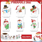300 Pcs Snowman Stickers Roll Christmas Envelope Labels Xmas Winter Snowman Decals Xmas Seal Adhesive Decorative Stickers For Gift Greeting Card Winter Christmas Party Decor Supplies