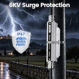 Procet Gigabit Poe Extender Outdoor Poe+ Extra 328Ft Repeat With 6Kv Surge Protection, -40 To 149 For Eero Poe 6/7, Unifi U6 Pro Wifi 6/7 Wireless Ap, 5G/ G6 Pro Ptz Ai Camera, Reolink Rlc-811