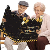 Large Greeting Card 25 X 16 Inch Giant Guest Book Jumbo Happy Birthday Card Big Oversize Plastic Custom Guest Book For Women Men Party Decorations(Birthday Theme)