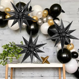 72Pcs Black Star Balloons Foil Explosion & Cone Arch for Party Decorations Backdrops