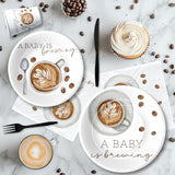 Coffee Baby Shower Party Supplies Tableware Plates Cups Napkins Cutlery Serves 24