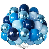 70-Pc Metallic & Navy Blue Balloon Set – 12" Chrome Balloons for Birthday & Baby Shower