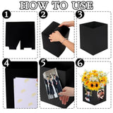 12Pcs Graduation Table Centerpieces Box 6/7 Inch Picture Display Reusable Photo Props Box Frame For Congrats Grad Wedding Decor Flower Arrangements, Black