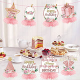 Floral Happy Birthday Decorations Honeycomb Centerpieces for Women Girls