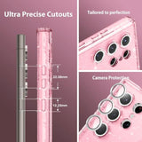 For Samsung Galaxy S24 Ultra Case, Glitter Sparkle 3 In 1 Heavy Duty Cover Hybrid Hard Pc Rugged Shockproof Transparent Protective Bling Phone Case For Samsung S24 Ultra 6.8", Pink/Glitter