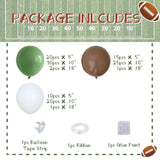Football Balloon Garland Arch Kit, 128Pcs Sage Green Brown And White Balloons Football Foil Balloons, First Year Down Football Birthday Party Decorations Sport Theme Party Supplies