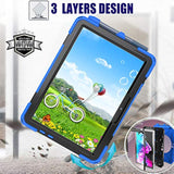 Tablet Case With 360 Rotating Strap And Stand Heavy Duty Protective Full Body Cover Compatible With Microsoft Surface Go 4/3/2/1 Blue
