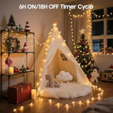 Snowflake Christmas Lights, 33Ft 100 Led Rechargeable Fairy Lights Battery Operated, String Lights With 8 Modes & Timer, Twinkle Lights Indoor For Bedroom Party Home Xmas Tree Decoration Warm White