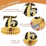75th Birthday Honeycomb Centerpiece Set: Black & Gold Table Decorations