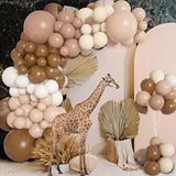142Pcs Brown Balloons Garland Arch Kit Nude Coffee Brown Boho Blush Tan Neutral Balloons For Teddy Bear Baby Shower Neutral Woodland Wedding Jungle Safari Wild One Birthday Party Decorations
