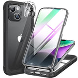 iPhone 14 Glass Series Clear Bumper Case w 9H Screen & Lens Lemon