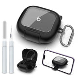 Beats Powerbeats Pro 2 Protective Case with Secure Lock & Phone Stand, Shockproof Clear Case Compatible with Powerbeats Pro2 Earbuds with Cleaner Kit & Keychain (Black)