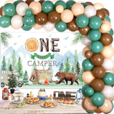 One Happy Camper Birthday Decorations For Kids Green 1St Forest Jungle