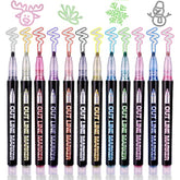 Super Squiggles Outline Markers Set Of 12 Colors Double Lines Shimmer Markers For Artists Magic Metallic Silver Lines Art Marker Pens For Drawing Coloring Christmas Gift Greeting Cards