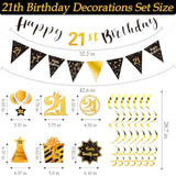 Black & Gold 21st Birthday Decoration Kit for Men & Women