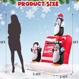 6 Ft Christmas Inflatable Decoration, Outdoor Blow Up Yard Fun Decor, Christmas Penguin Mailbox Built-In Led Lights For