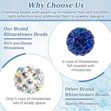 100pcs 10mm Blue Rhinestone Clay Beads for Jewelry & Party Decoration