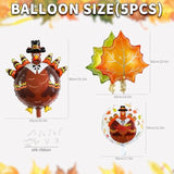 Thanksgiving Balloons Set Turkey Maple Leaf Foil Balloons for Fall Harvest Party Decor